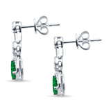 Drop Dangle 19mm Pear Stud Earrings Green Emerald CZ 925 Sterling Silver
