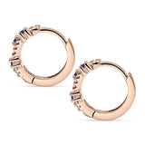 Minimalist 12.7mm Round CZ & Blue Sapphire CZ Hoop Earrings 925 Sterling Silver