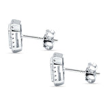 Minimalist 9.6mm Emerald Cut CZ Halo Stud Earrings 925 Sterling Silver