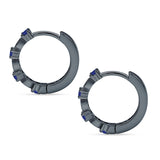 Minimalist 18mm Round Cluster CZ & Blue Sapphire CZ Hoop Earrings 925 Sterling Silver