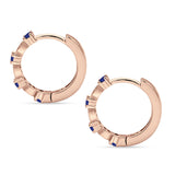 Minimalist 18mm Round Cluster CZ & Blue Sapphire CZ Hoop Earrings 925 Sterling Silver