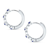 Minimalist 18mm Round Cluster CZ & Blue Sapphire CZ Hoop Earrings 925 Sterling Silver