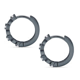 Minimalist 18mm Round Cluster Cubic Zirconia Hoop Earrings 925 Sterling Silver