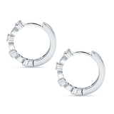 Minimalist 18mm Round Cluster Cubic Zirconia Hoop Earrings 925 Sterling Silver