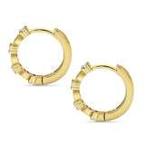 Minimalist 18mm Round Cluster Cubic Zirconia Hoop Earrings 925 Sterling Silver