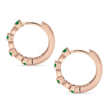 Minimalist 18mm Round Cluster CZ & Green Emerald CZ Hoop Earrings 925 Sterling Silver
