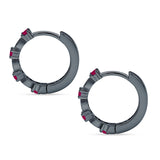 Minimalist 18mm Round Cluster CZ & Ruby CZ Hoop Earrings 925 Sterling Silver