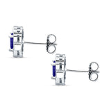 Floral 10.3mm Multistone Stud Earrings Blue Sapphire CZ 925 Sterling Silver