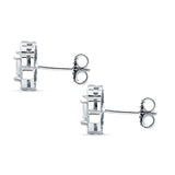 Floral 10.3mm Multistone Stud Earrings Cubic Zirconia 925 Sterling Silver