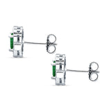 Floral 10.3mm Multistone Stud Earrings Green Emerald CZ 925 Sterling Silver