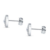 Minimalist 6mm Evil Eye Stud Earrings Blue Sapphire CZ 925 Sterling Silver
