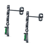Dangle Drop Pear Stud Earrings Green Emerald CZ 925 Sterling Silver
