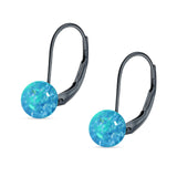 Round 6mm Lab Created Opal Leverback Earrings 925 Sterling Silver
