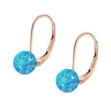 Round 6mm Lab Created Opal Leverback Earrings 925 Sterling Silver