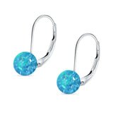 Round 6mm Lab Created Opal Leverback Earrings 925 Sterling Silver
