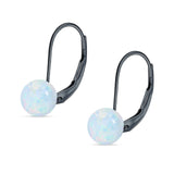 Round 6mm Lab Created Opal Leverback Earrings 925 Sterling Silver
