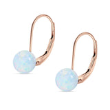 Round 6mm Lab Created Opal Leverback Earrings 925 Sterling Silver
