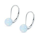 Round 6mm Lab Created Opal Leverback Earrings 925 Sterling Silver