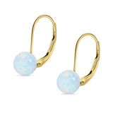Round 6mm Lab Created Opal Leverback Earrings 925 Sterling Silver