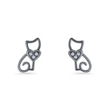 Heart Cat Stud Earring