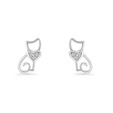 Heart Cat Stud Earring