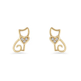Heart Cat Stud Earring