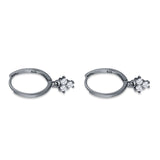 Trio CZ Dangle Drop Hoop Earring
