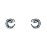 Crescent Moon & Star Stud Earrings