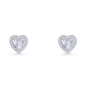 Heart CZ Stud Earrings