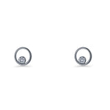 CZ Cluster Open Circle Stud Earrings