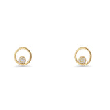 CZ Cluster Open Circle Stud Earrings