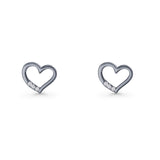 Open Heart CZ Stud Earrings