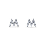 Initial M Stud Earrings