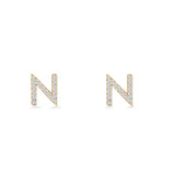 Initial N Stud Earrings