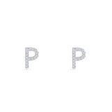 Initial P Stud Earrings