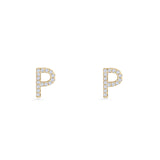 Initial P Stud Earrings