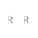 Initial R Stud Earrings