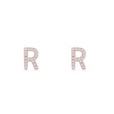Initial R Stud Earrings