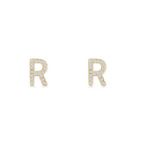 Initial R Stud Earrings