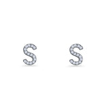 Initial S Stud Earrings