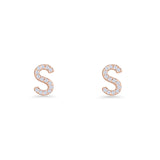 Initial S Stud Earrings