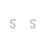 Initial S Stud Earrings