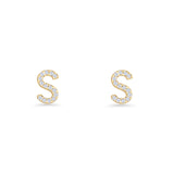 Initial S Stud Earrings