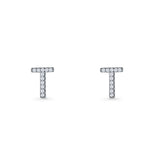 Initial T Stud Earrings