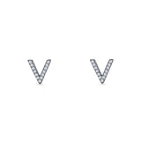 Initial V Stud Earrings