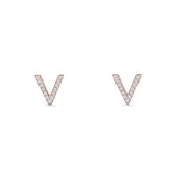 Initial V Stud Earrings