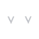Initial V Stud Earrings