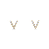 Initial V Stud Earrings