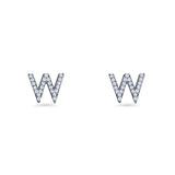 Initial W Stud Earrings