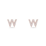 Initial W Stud Earrings